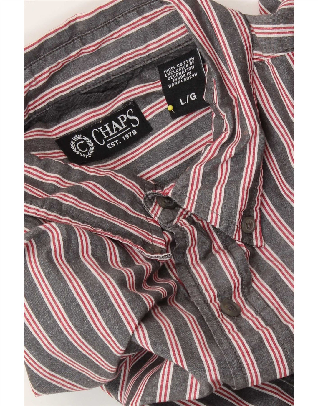 Camicia da uomo Chaps grande in cotone a righe grigie