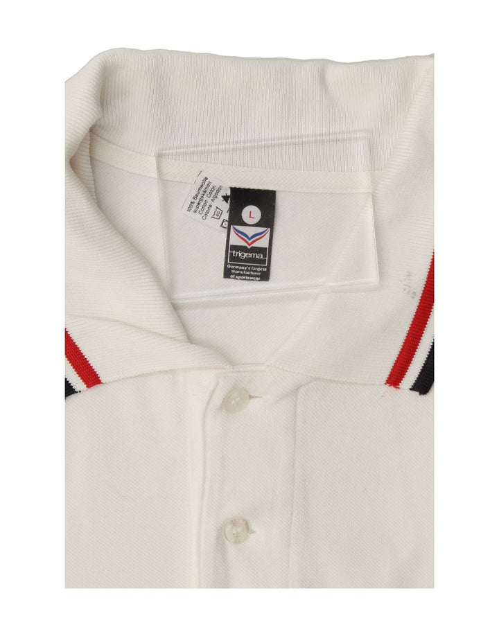TRIGEMA Mens Polo Shirt Large White Cotton Vintage Trigema and Second-Hand Trigema from Messina Hembry 