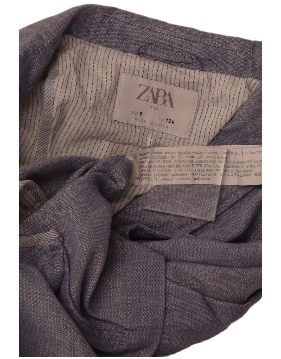 ZARA Boys 2 Button Blazer Jacket 8-9 Years Blue Cotton