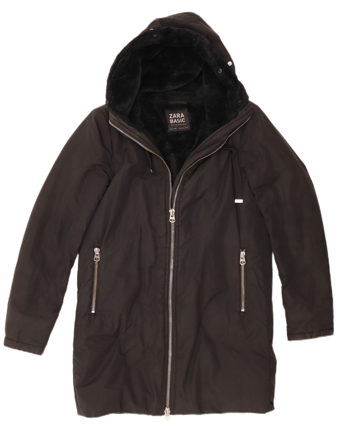 Giacca a vento con cappuccio da donna Zara UK 10 piccola nera