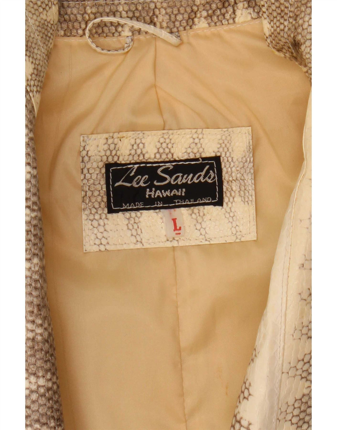 Giacca in pelle da uomo Lee Sands UK 40 grande stampa animalier beige