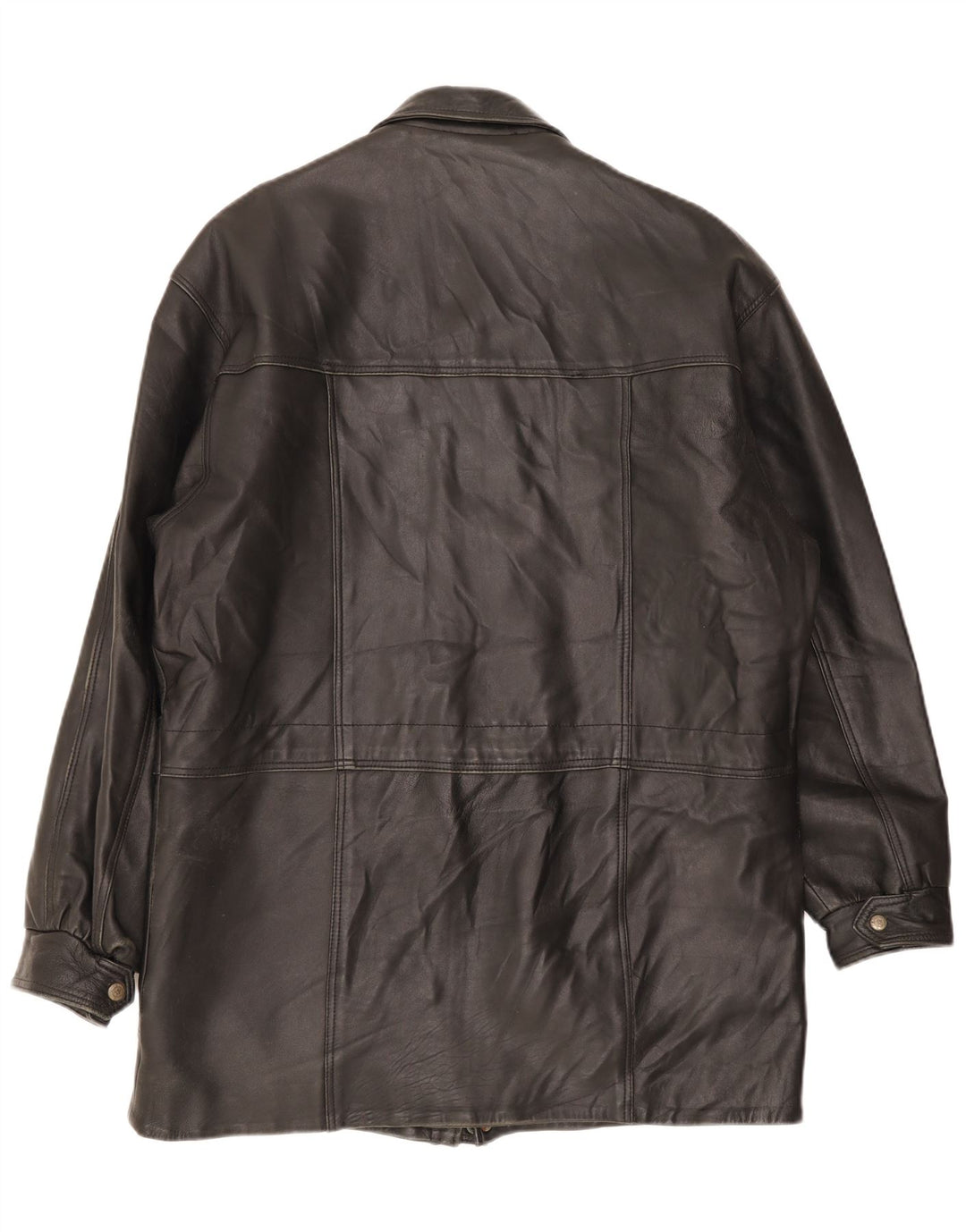 Cappotto in pelle vintage da uomo UK 40 grande nero