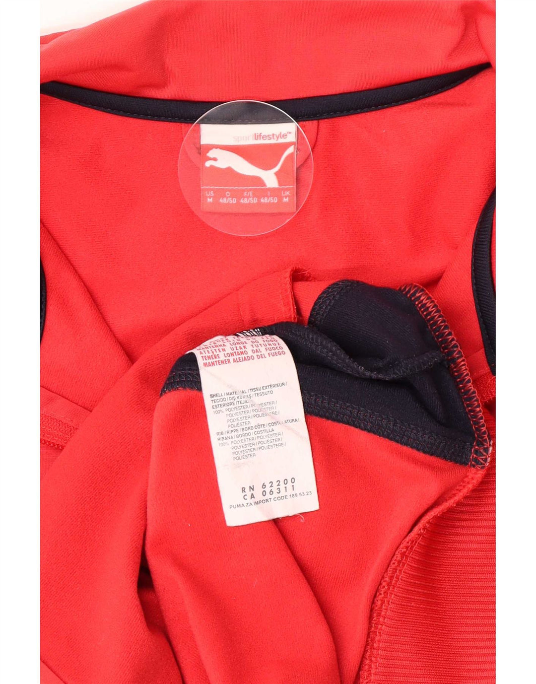 Giacca da tuta da uomo Puma in poliestere color block rosso medio