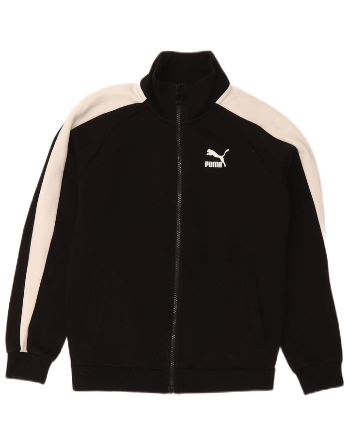 PUMA Boys Tracksuit Top Jacket 11-12 Years  Black Colourblock Cotton