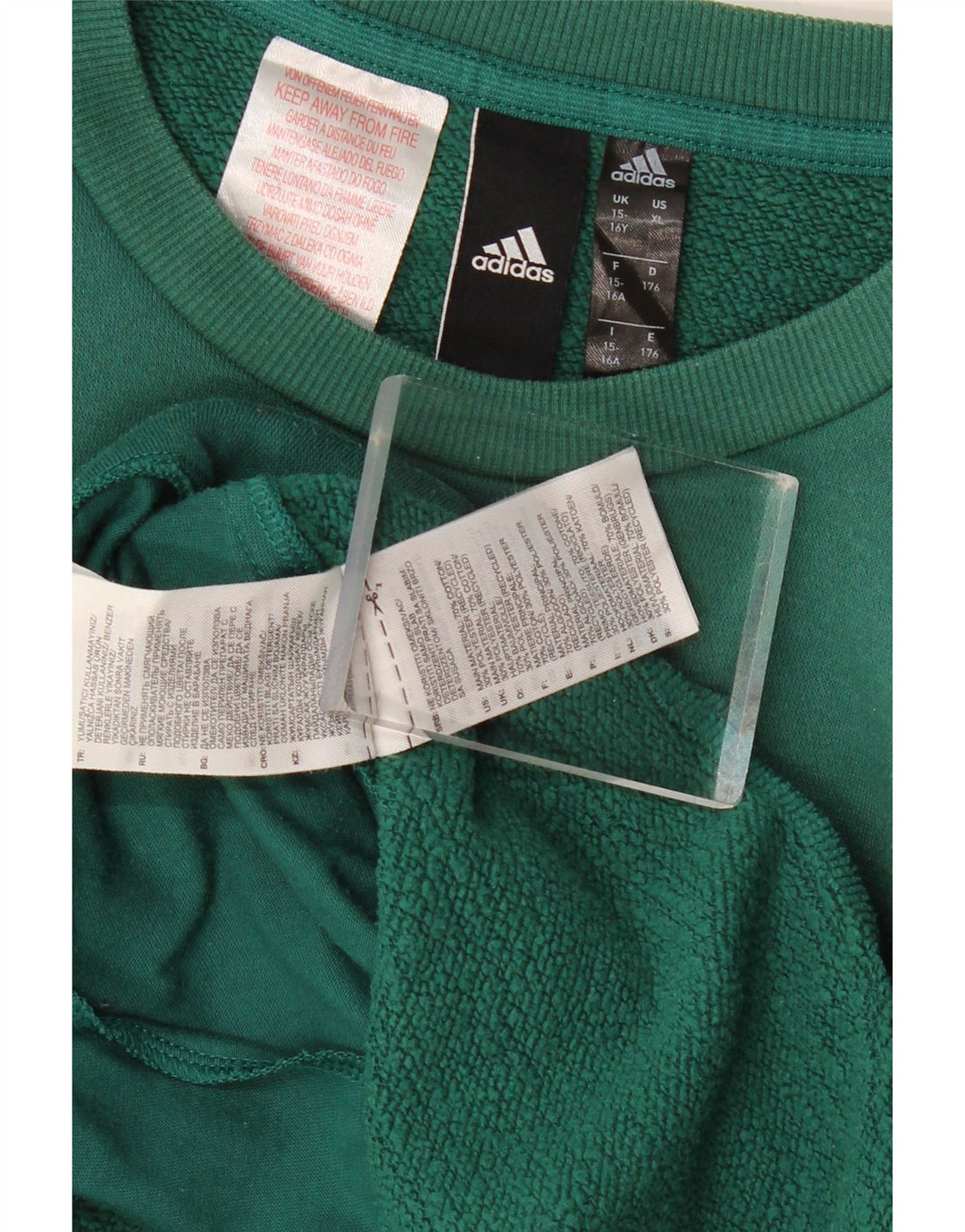 Felpa Adidas Ragazzo Maglione 15-16 Anni Cotone Verde