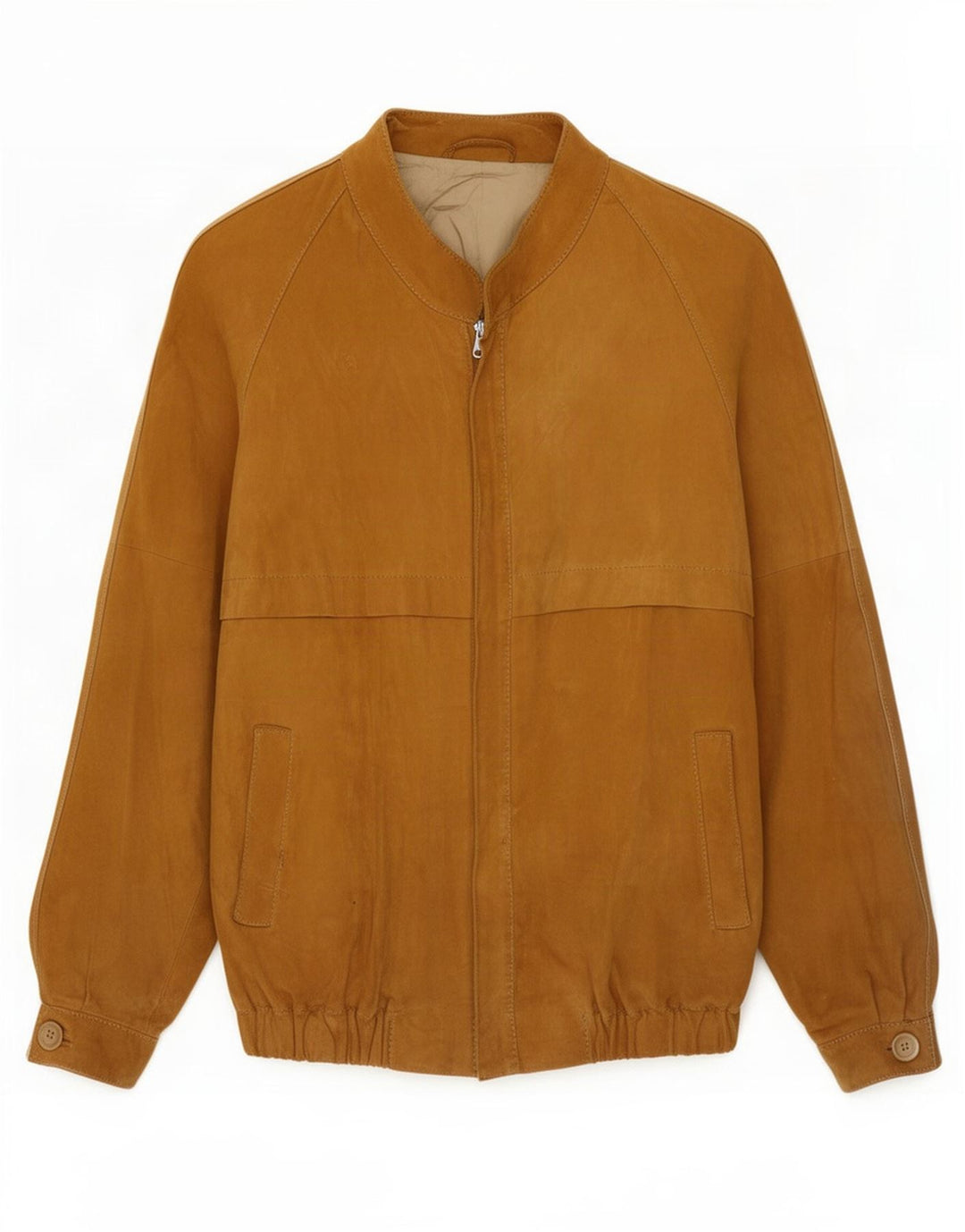 Giubbotto bomber in pelle scamosciata vintage da uomo UK 36 piccolo beige