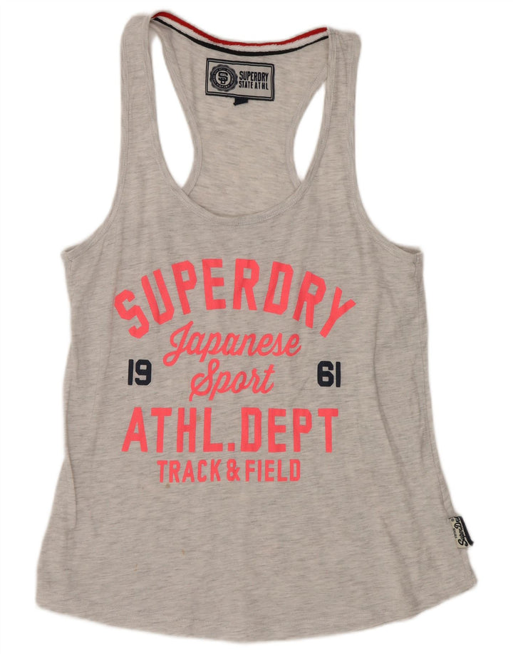 Canottiera grafica da uomo Superdry Small in poliestere chiazzato grigio