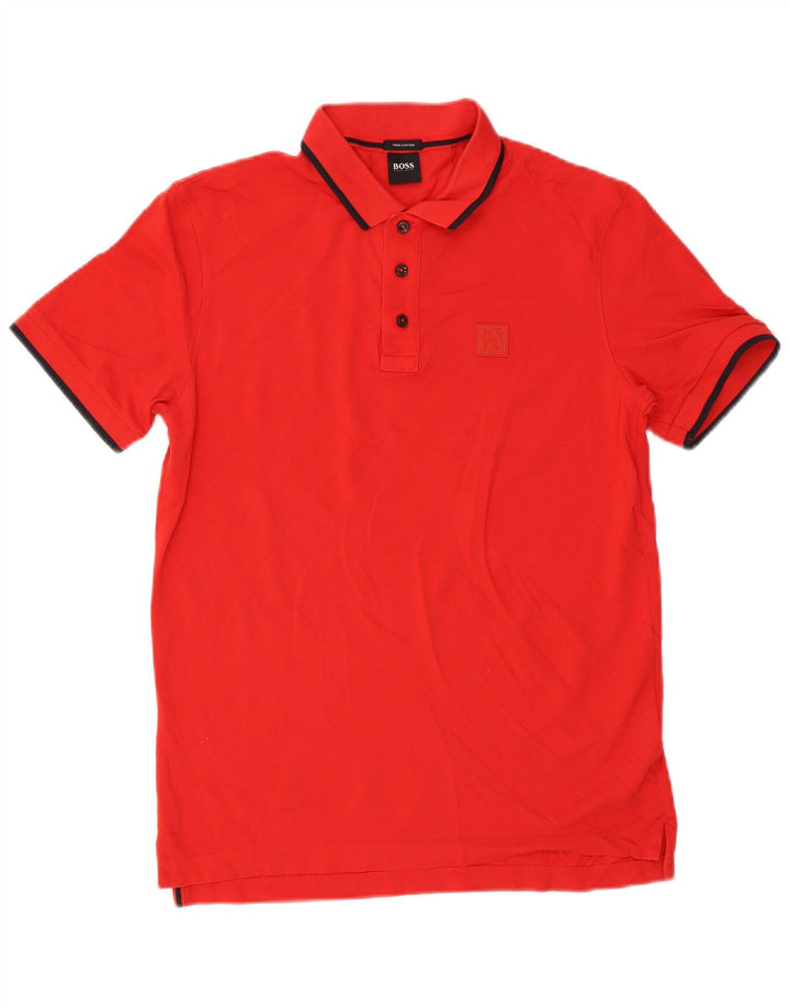 Polo da uomo Hugo Boss in cotone rosso medio