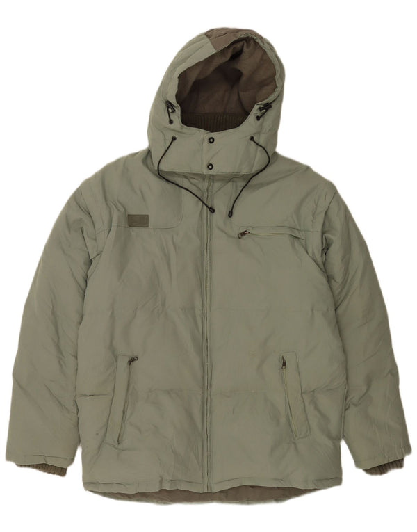Giacca imbottita con cappuccio Fila da uomo UK 40 Large Verde Colourblock in poliammide