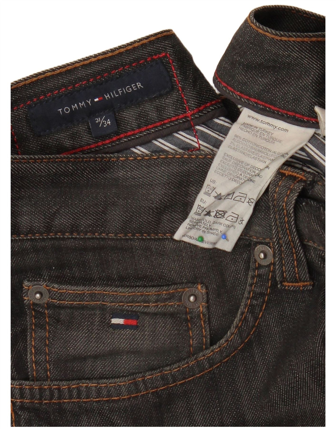 TOMMY HILFIGER Jeans dritti da uomo W31 L28 Cotone grigio