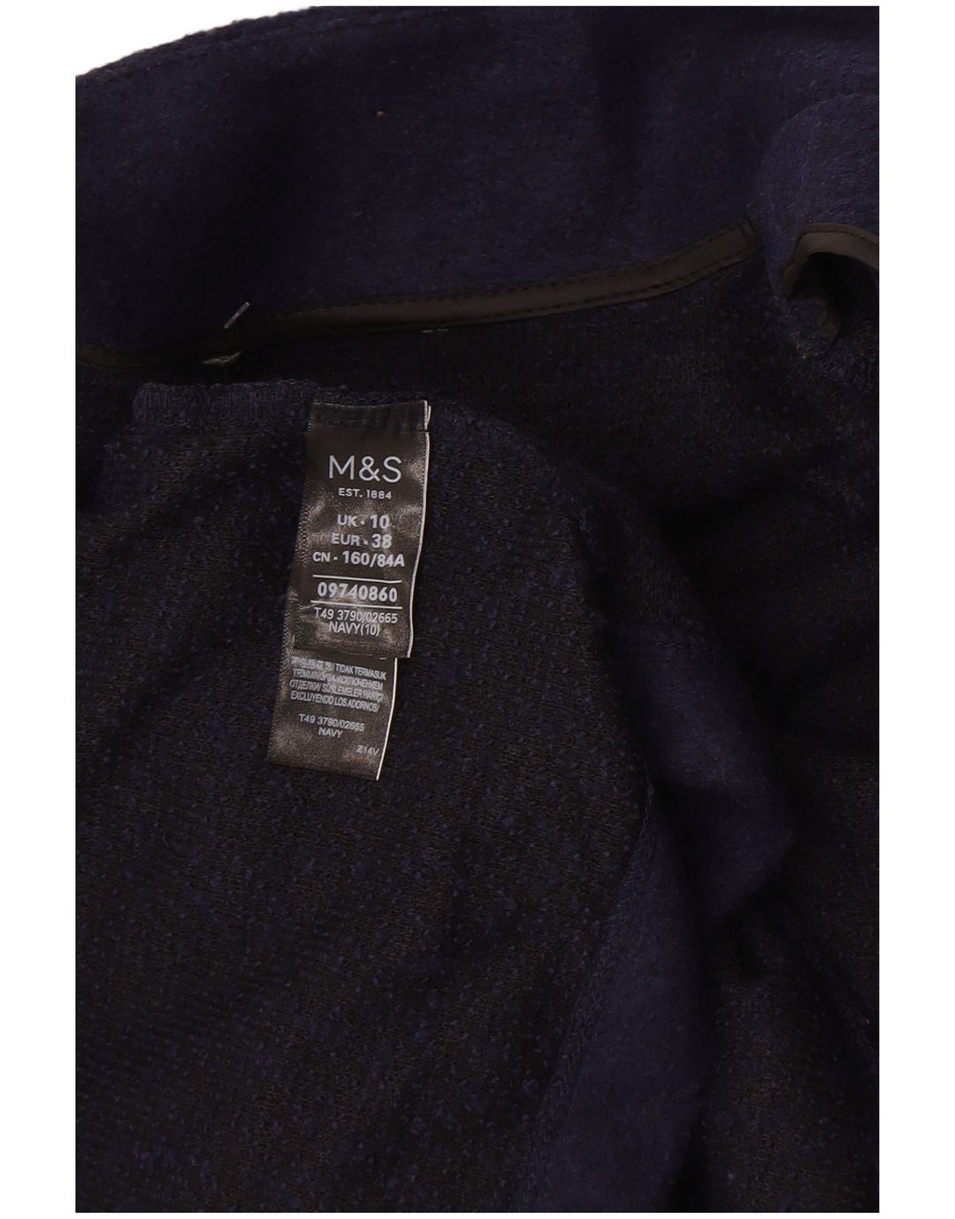 Maglione cardigan lungo da donna Marks & Spencer UK 10 piccolo blu navy