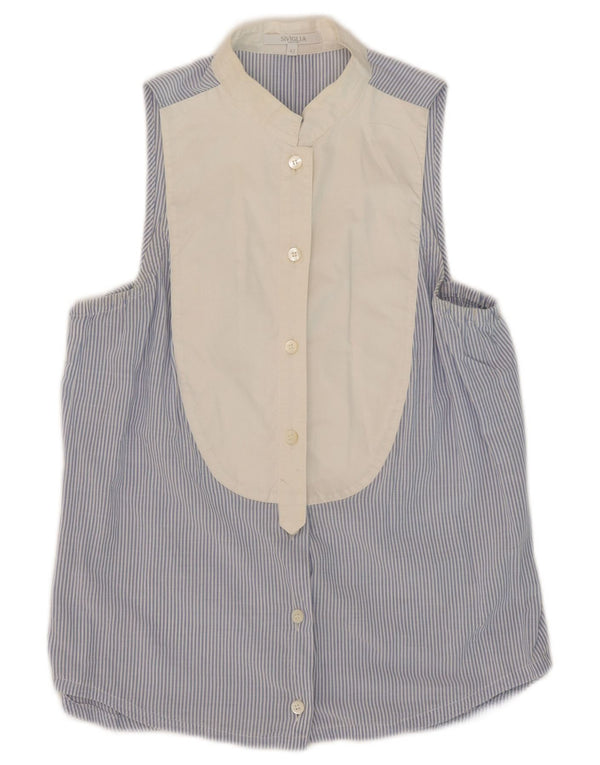 Blusa Camicia Senza Maniche Donna SIVIGLIA IT 42 Blu Medio Gessato