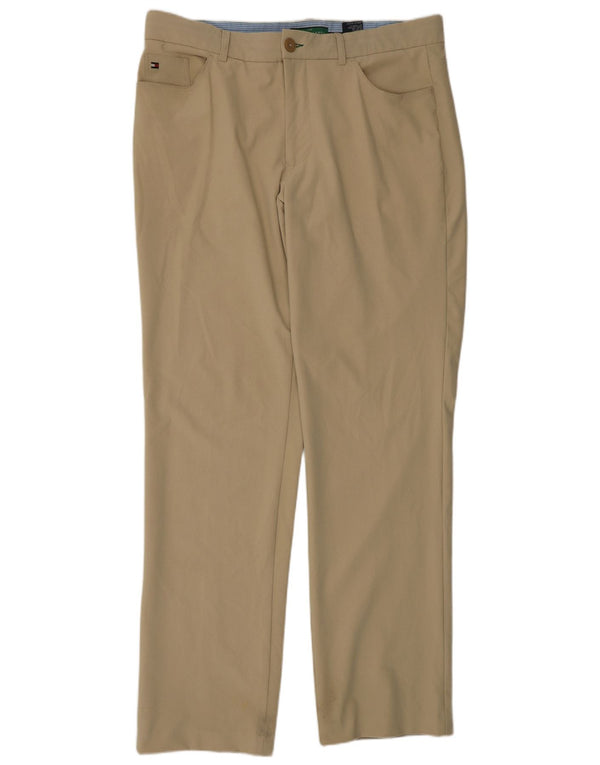 Pantaloni chino dritti da golf da uomo Tommy Hilfiger W36 L34 nylon beige