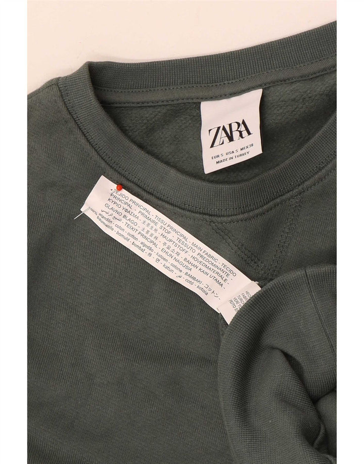 Zara Uomo Felpa Maglione Piccolo Verde Cotone