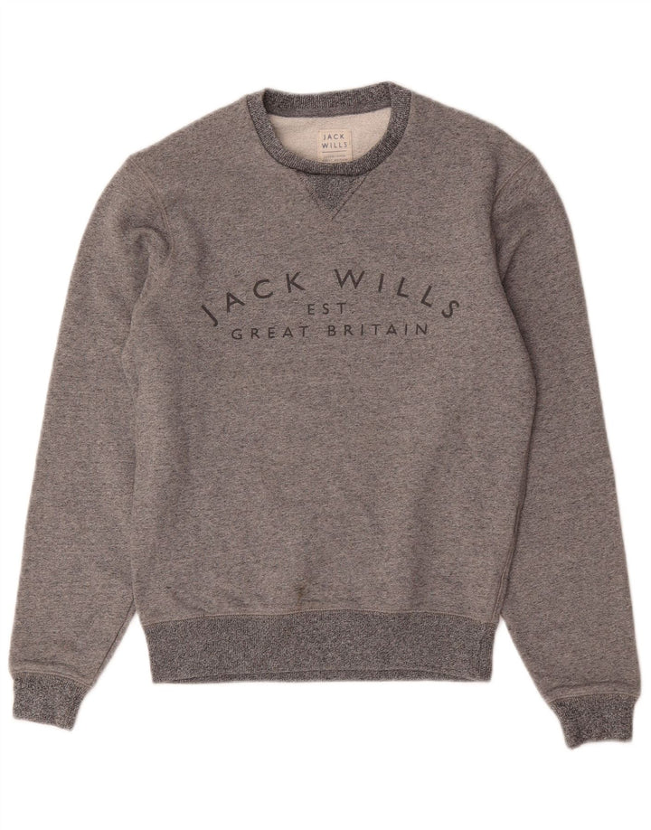 Felpa grafica da uomo Jack Wills Maglione XS Cotone chiazzato grigio