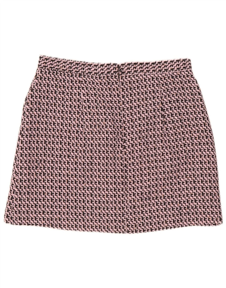 Topshop Minigonna da donna UK 14 Grande W32 Rosa Chevron Poliestere
