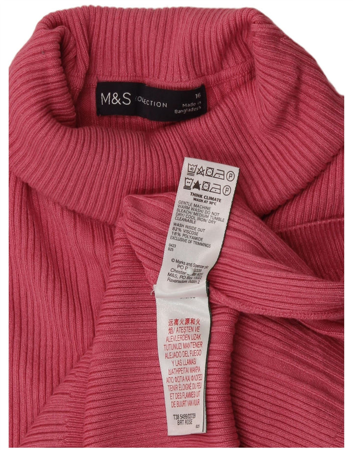 Maglione maglione a collo alto da donna Marks & Spencer UK 16 grande viscosa rosa