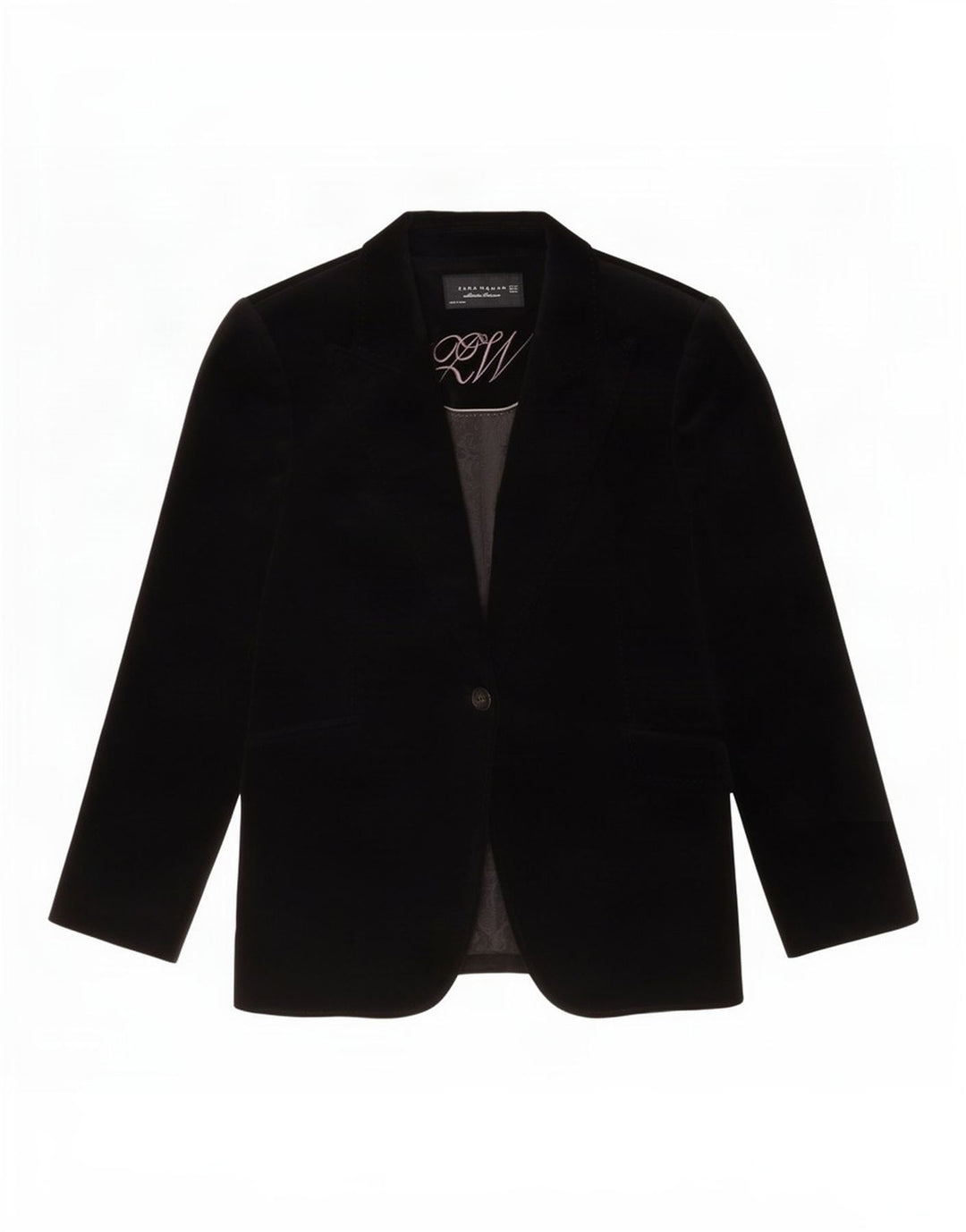 Giacca blazer in velluto a 1 bottone da donna Zara EU 42 grande cotone nero