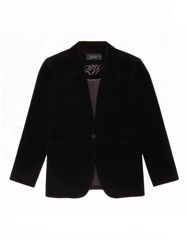 Giacca blazer in velluto a 1 bottone da donna Zara EU 42 grande cotone nero