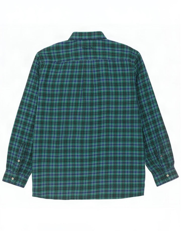 Camicia vintage da uomo grande in poliestere scozzese verde