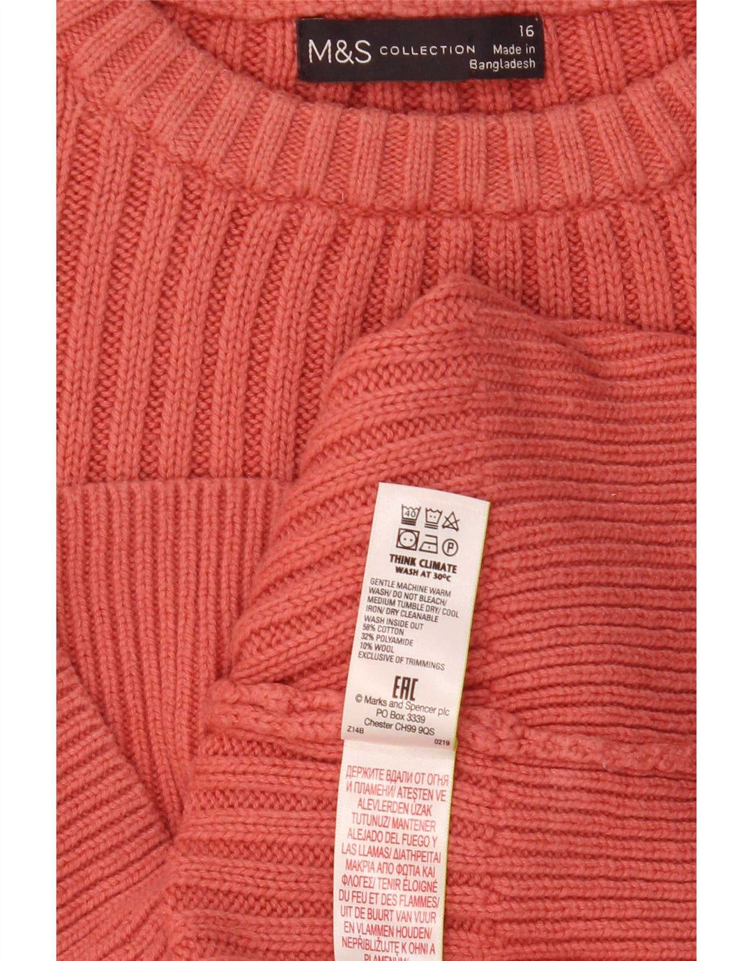 Maglione maglione girocollo da donna Marks & Spencer UK 16 grande rosa