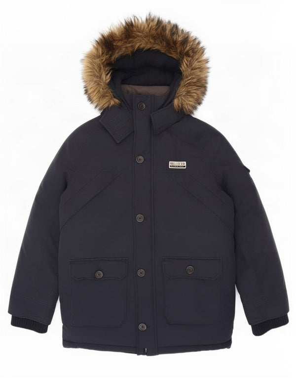 Giacca imbottita Hollister da uomo con vestibilità ampia con cappuccio UK 36 Small Blu Navy