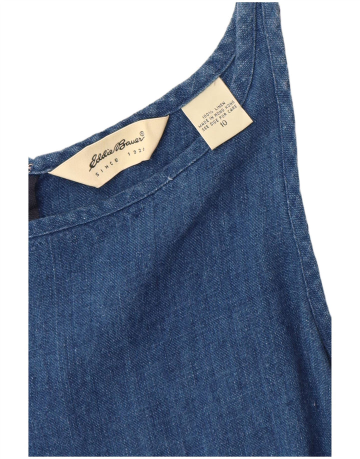 Abito tubino senza maniche da donna EDDIE BAUER US 10 grande lino blu