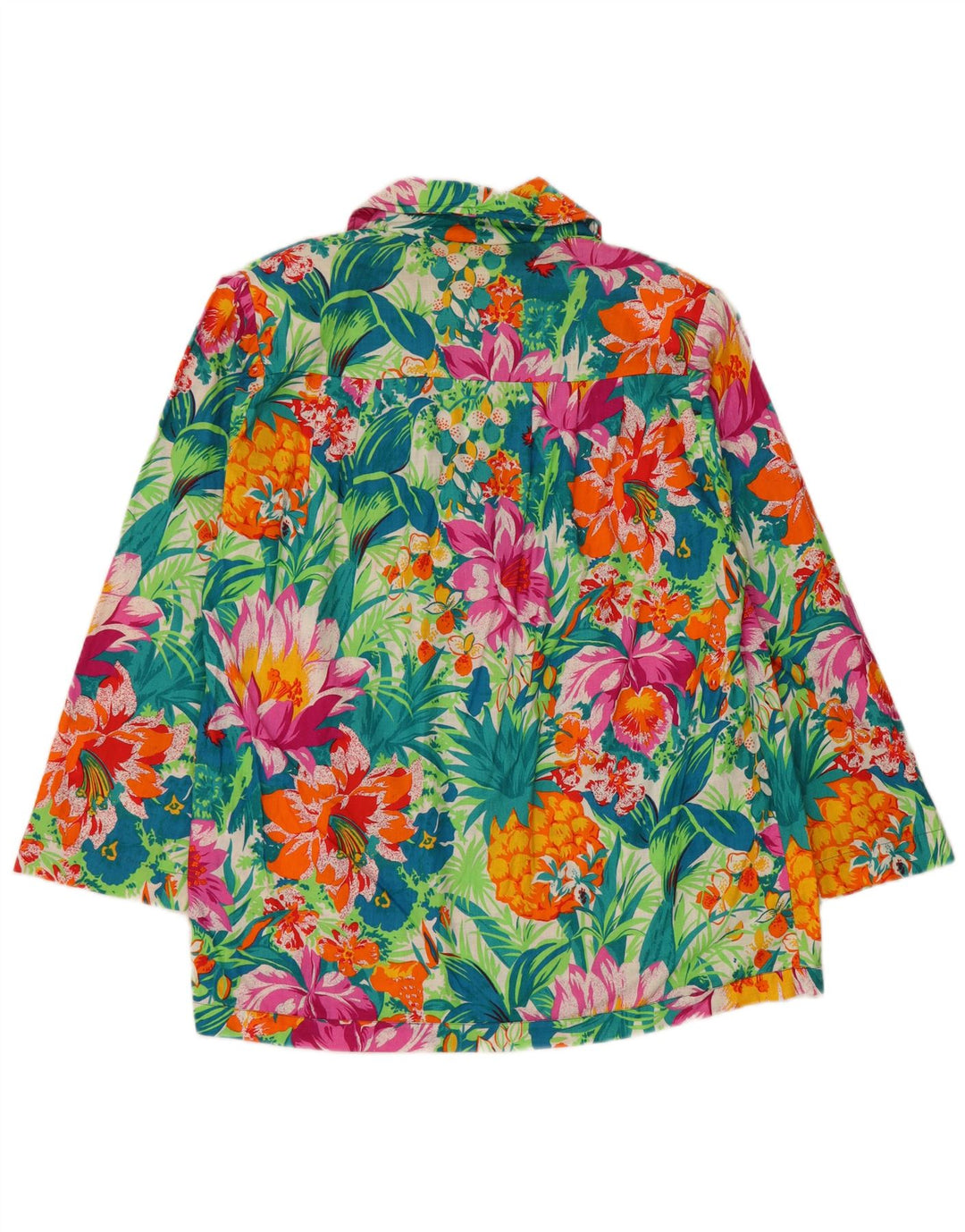 Giacca blazer vintage da donna a 2 bottoni UK 16 grande floreale multicolore