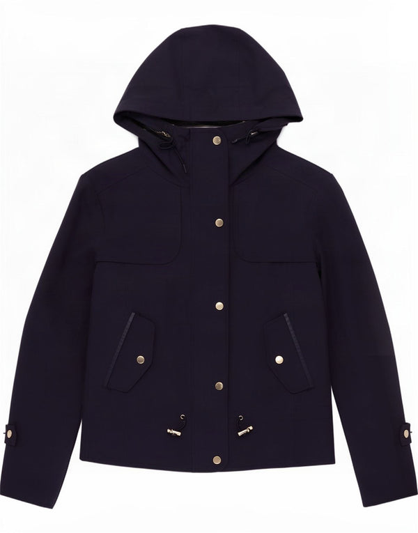 Trench corto con cappuccio da donna Marks & Spencer UK 12 medio blu navy