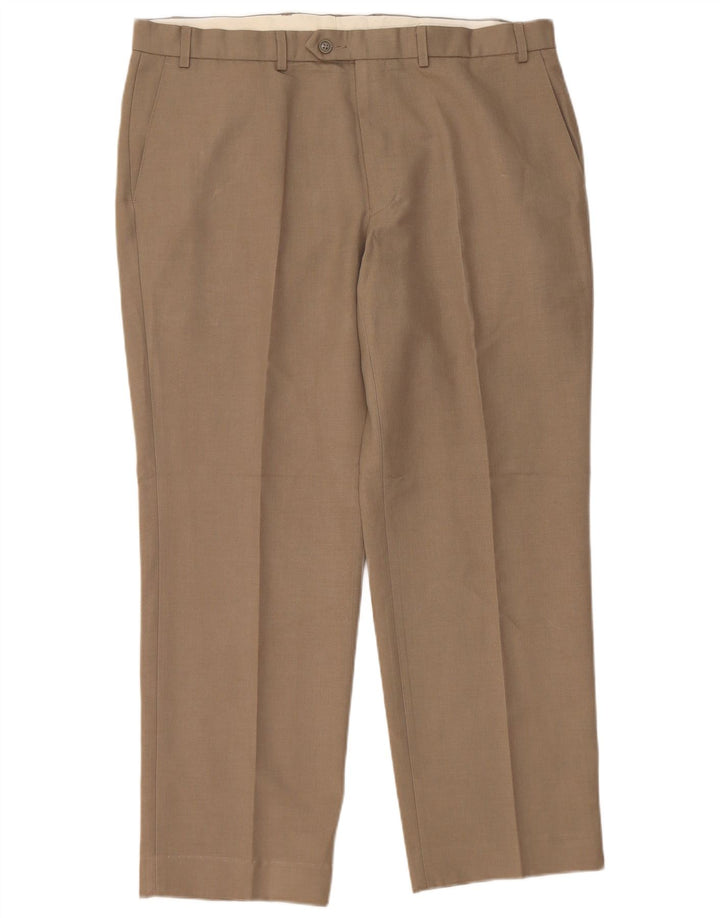 MARKS & SPENCER Pantaloni da abito dritti da uomo W38 L29 Poliestere beige