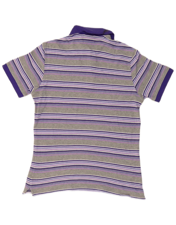 CONTE OF FLORENCE Polo da uomo vestibilità regolare in cotone rigato grigio medio