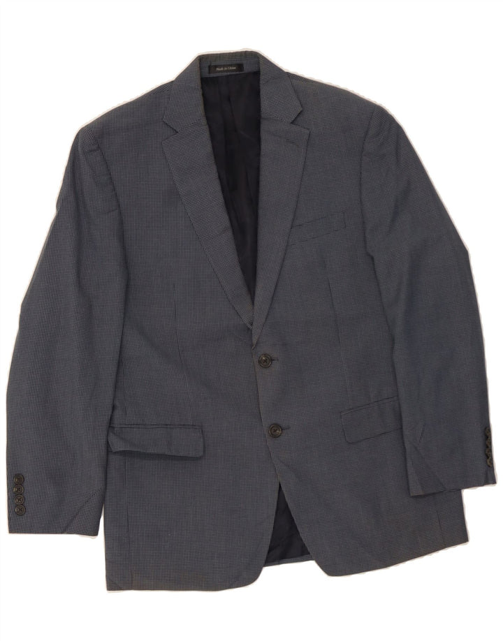 CHAPS Mens 2 Button Blazer Jacket UK 38 Medium Navy Blue Check Vintage Chaps and Second-Hand Chaps from Messina Hembry 
