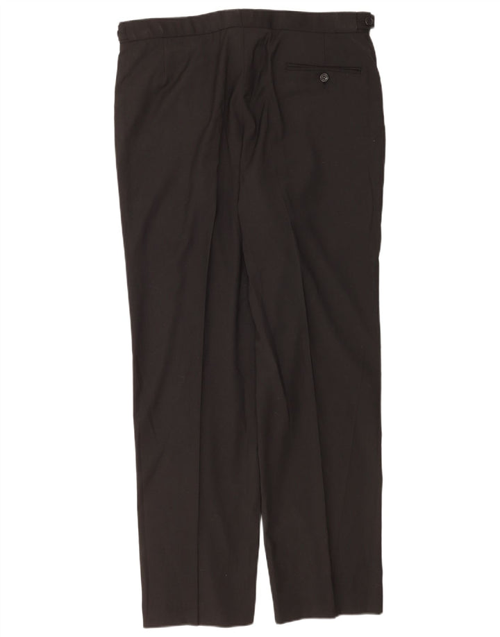 Pantaloni da abito con pegging da uomo Marks & Spencer W36 L31 poliestere nero