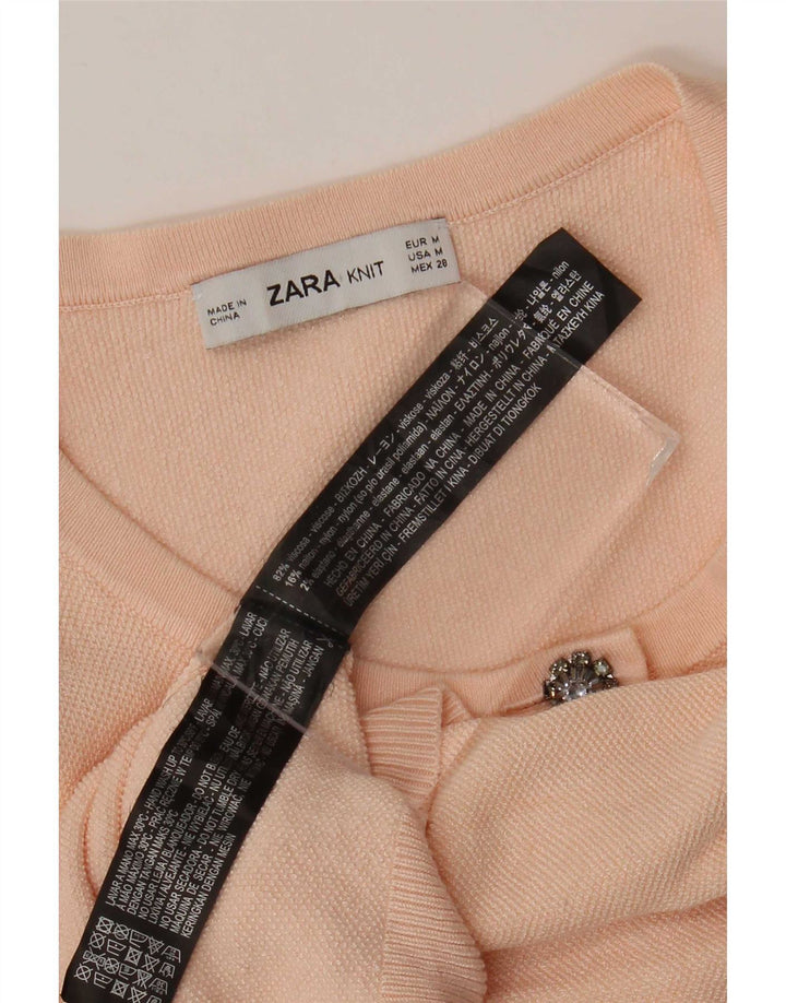 Maglione cardigan da donna Zara UK 12 Viscosa rosa medio