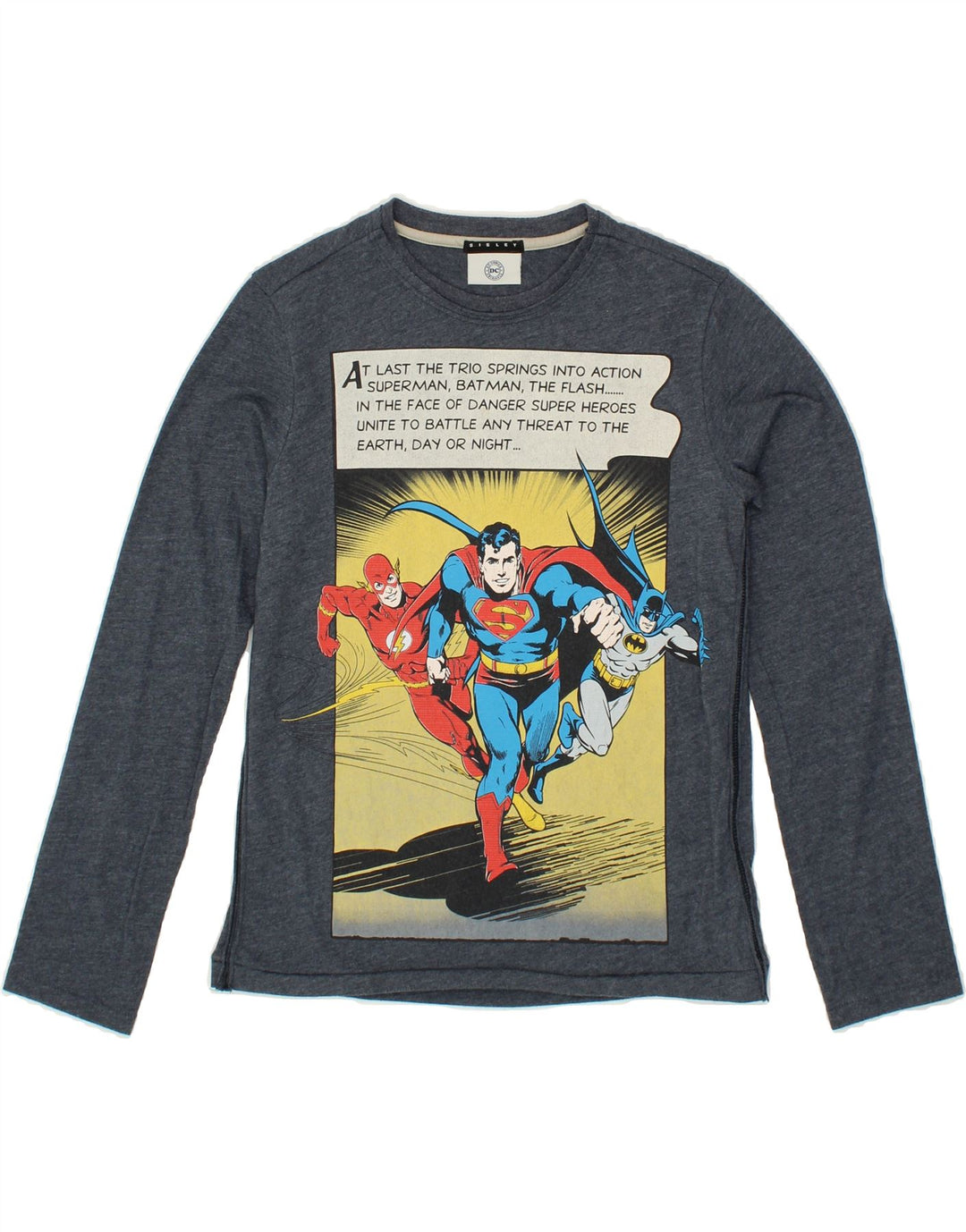 SISLEY Boys Marvel Graphic Top Long Sleeve 10-11 Years XL Blue Cotton Vintage Sisley and Second-Hand Sisley from Messina Hembry 