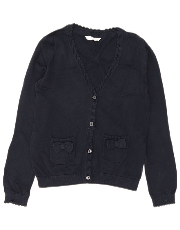 Maglione cardigan per ragazze Marks & Spencer 9-10 anni in cotone blu navy