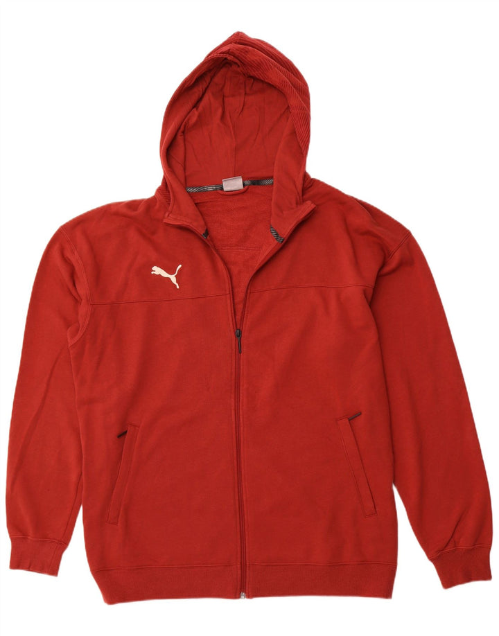 Felpa con cappuccio e zip PUMA da uomo XL in cotone rosso sportivo