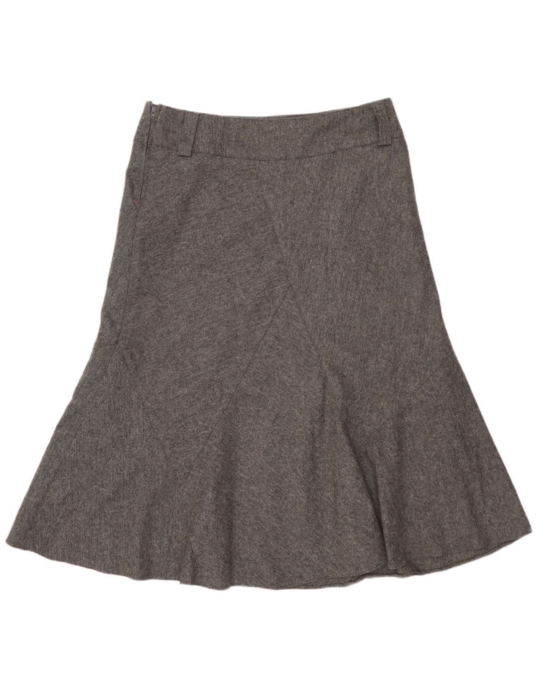 Gonna a trapezio da donna Marks & Spencer UK 12 media W32 lana vergine chiazzata grigia
