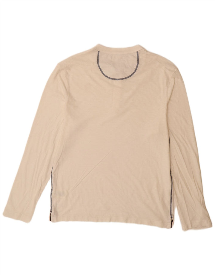White Stuff Top da uomo a maniche lunghe grande in cotone bianco