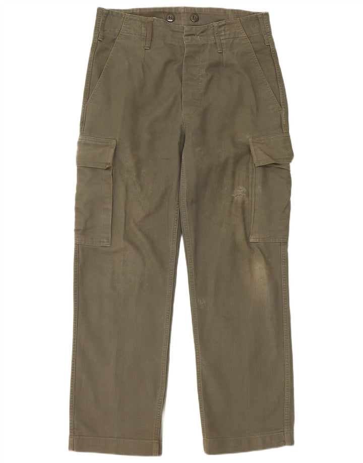 Pantaloni cargo dritti da uomo VINTAGE W30 L28 cotone kaki
