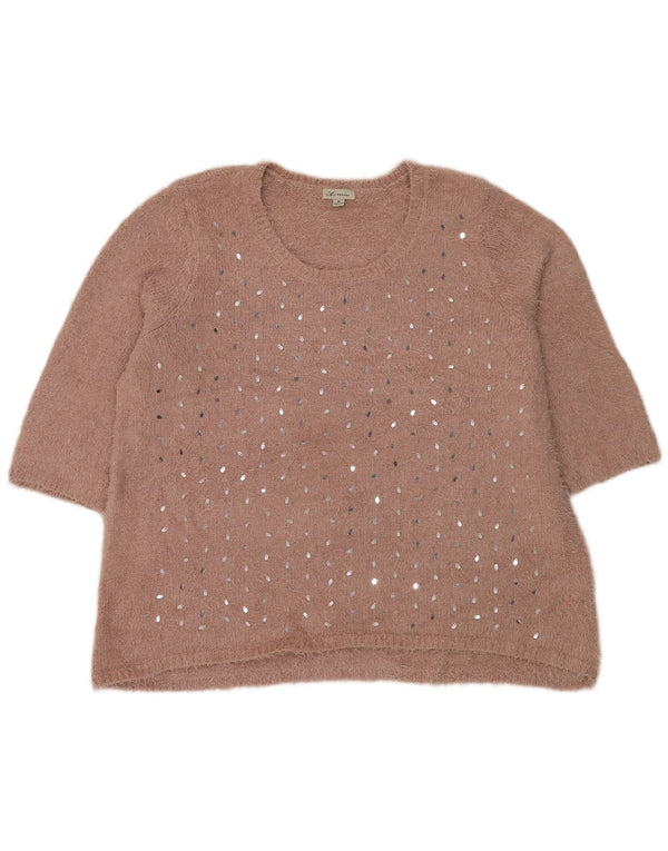 Maglione da donna con scollo a barca a maniche corte Autograph UK 18 XL Rosa