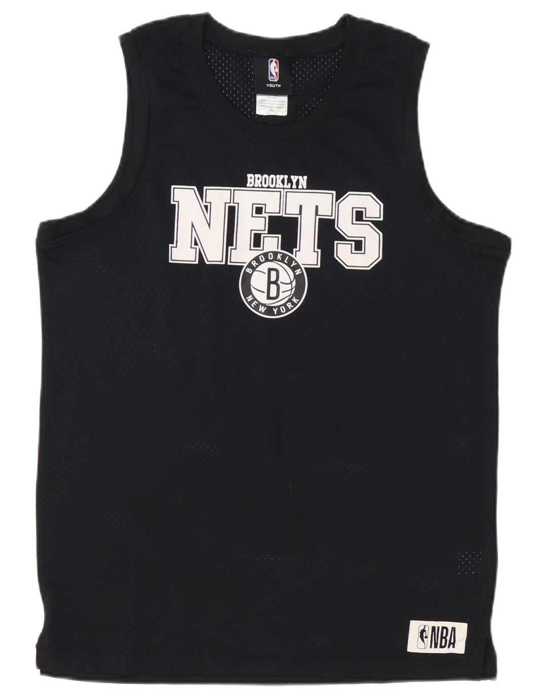 Canotta grafica da ragazzo NBA Brooklyn Nets 15-16 anni in poliestere nero