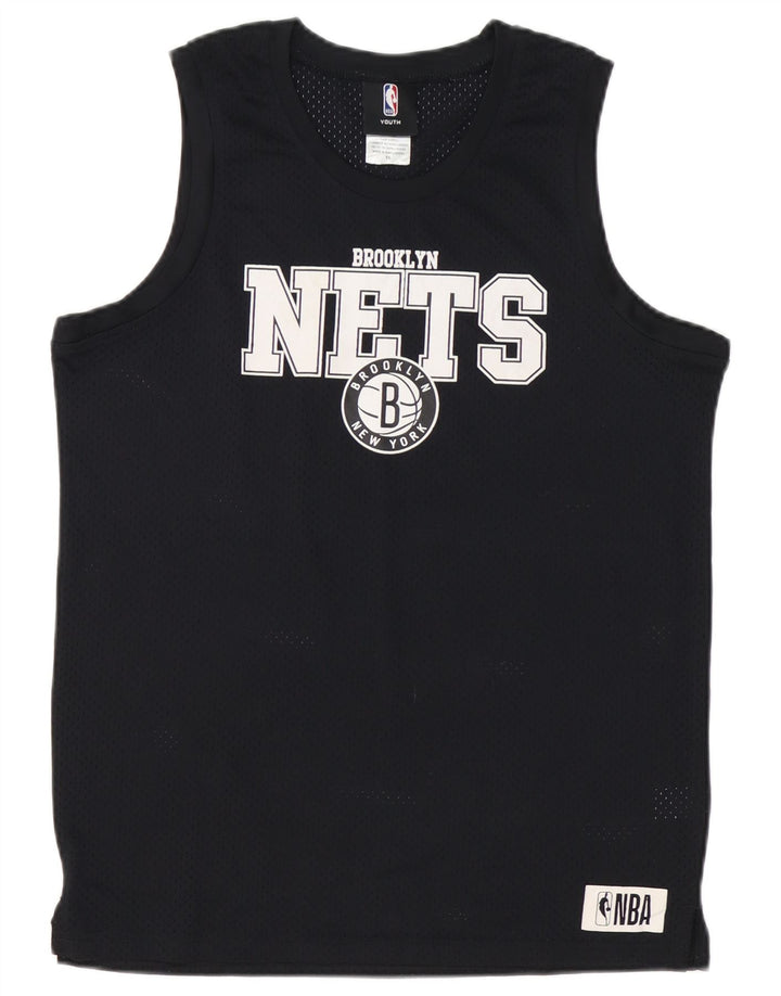 Canotta grafica da ragazzo NBA Brooklyn Nets 15-16 anni in poliestere nero