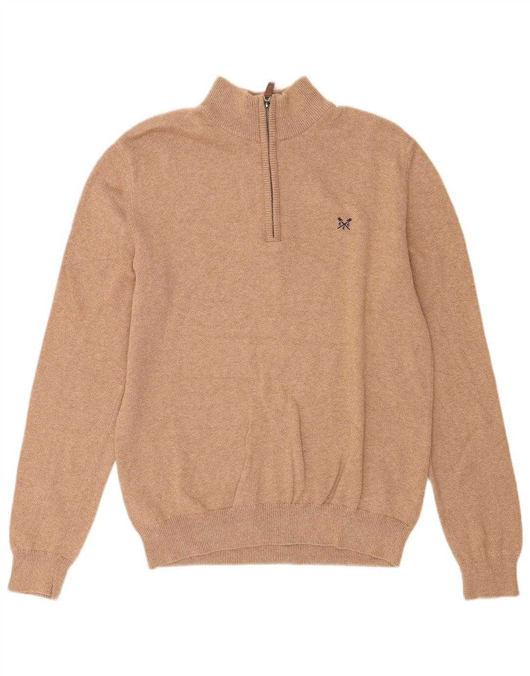 Crew Clothing Maglione da uomo con zip e collo in cotone marrone medio