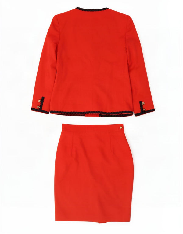 Vintage Womens 6 Button 2 Piece Skirt Set UK 10 Small W26 L22 Red