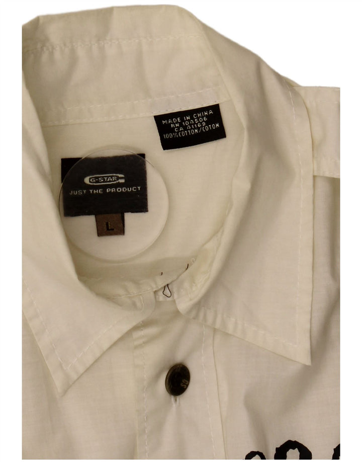 Camicia grafica da uomo G-Star grande in cotone bianco