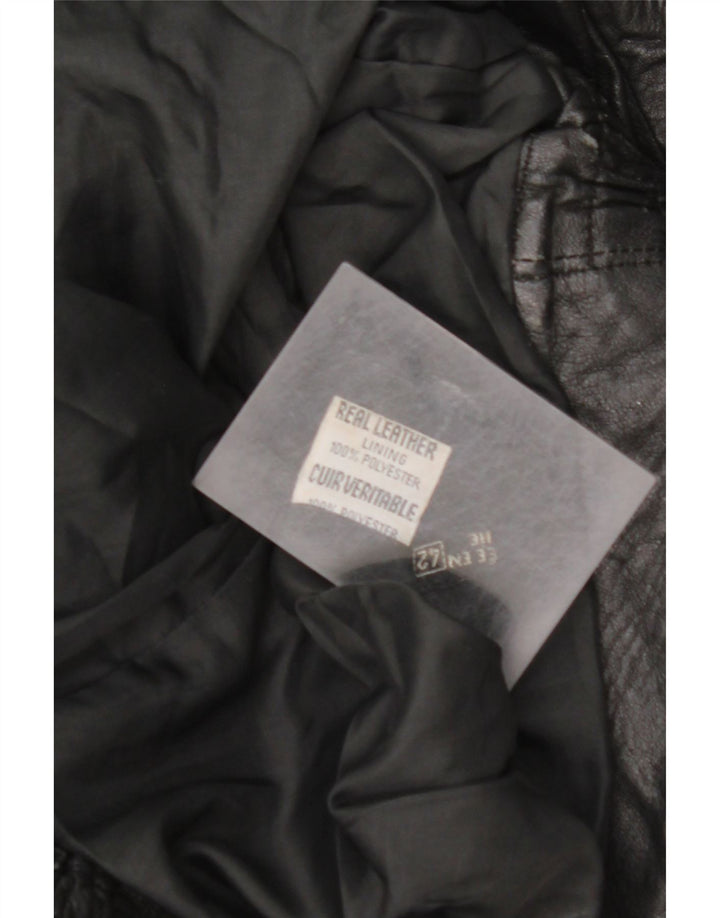 Giacca in pelle oversize da donna VINTAGE EU 42 Large in pelle nera