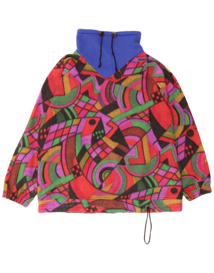 Maglione in pile vintage da uomo, vestibilità ampia, piccolo geometrico multicolore