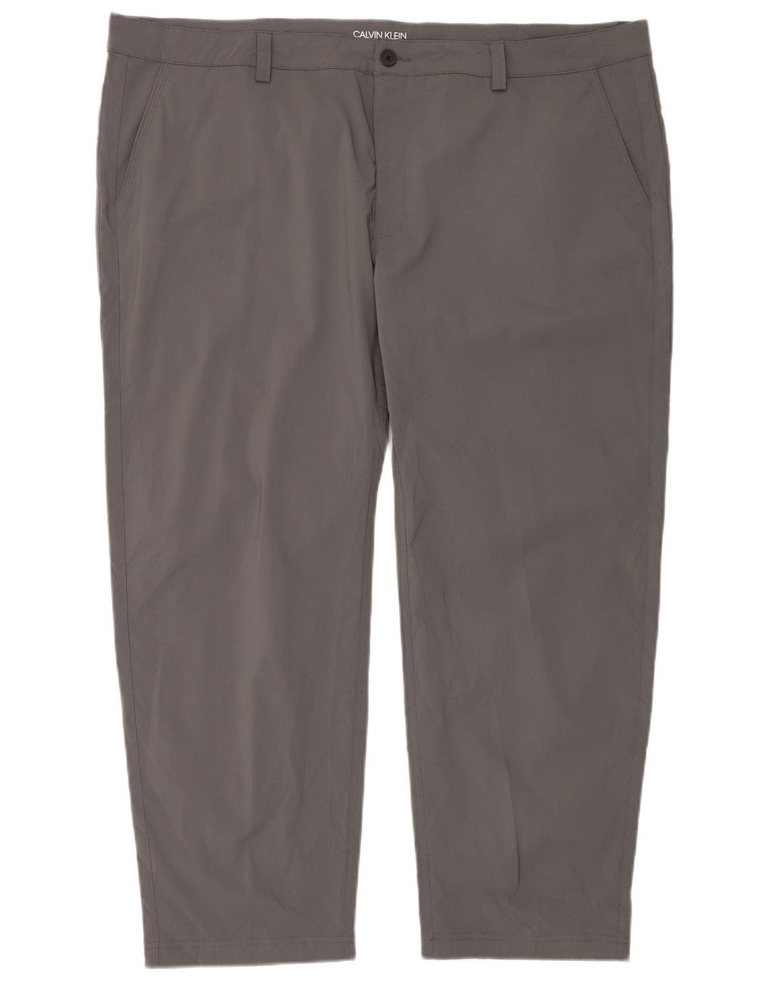 Pantaloni chino dritti da golf da uomo Calvin Klein W46 L29 poliestere grigio