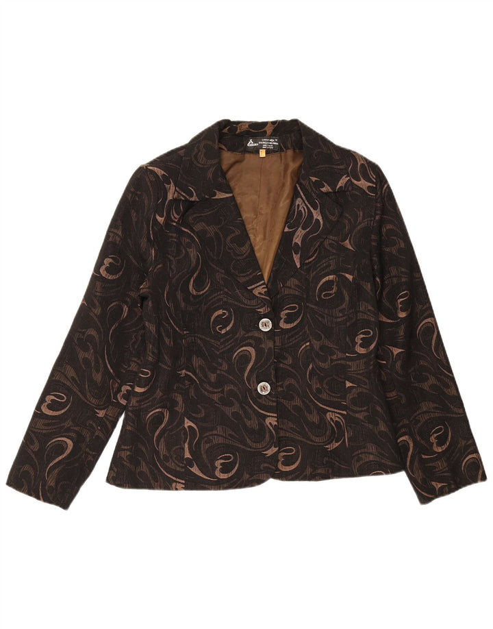 Giacca blazer vintage da donna a 2 bottoni UK 14 Medium Black Paisley
